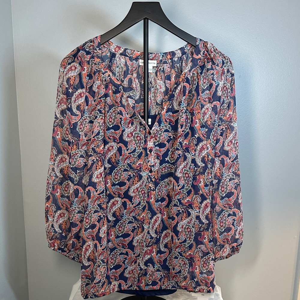 Liz Claiborne‎ Paisley Blouse - Blue and Red
